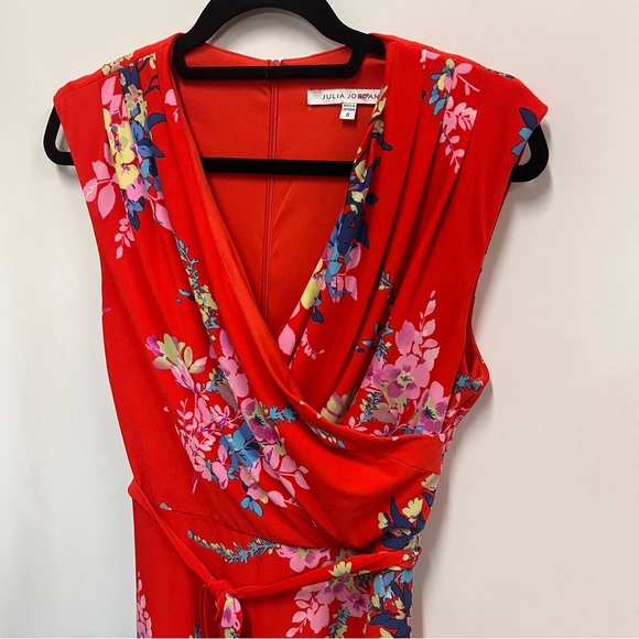 Julia Jordan faux wrap floral midi dress with belt size 8 - Picture 6 of 14